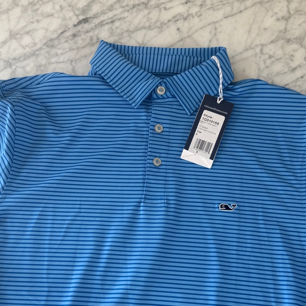 Vineyard Vines Men's Polo in Blue with Stripes